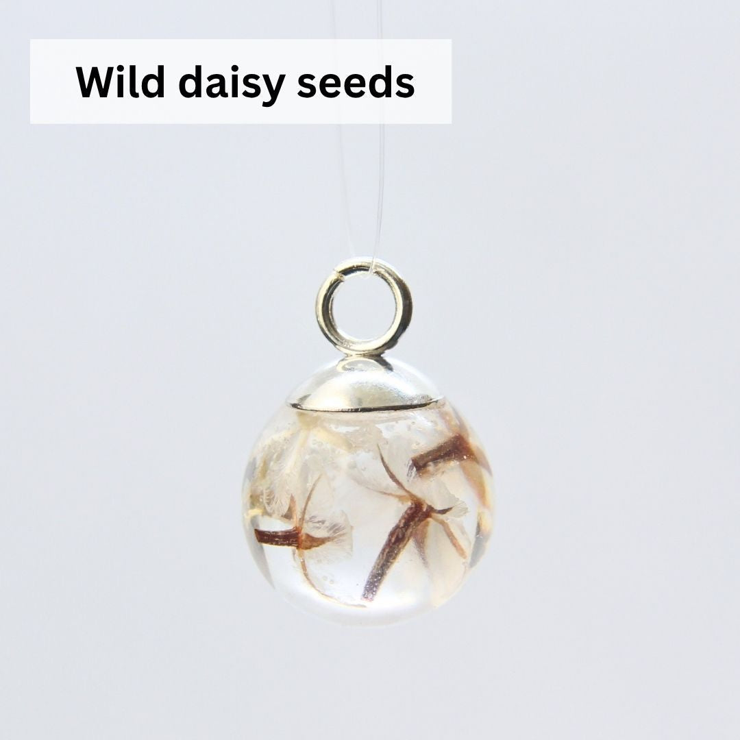 Stainless steel hoop earrings with preserved South African Fynbos flowers in resin, handmade in Cape Town — RHYN