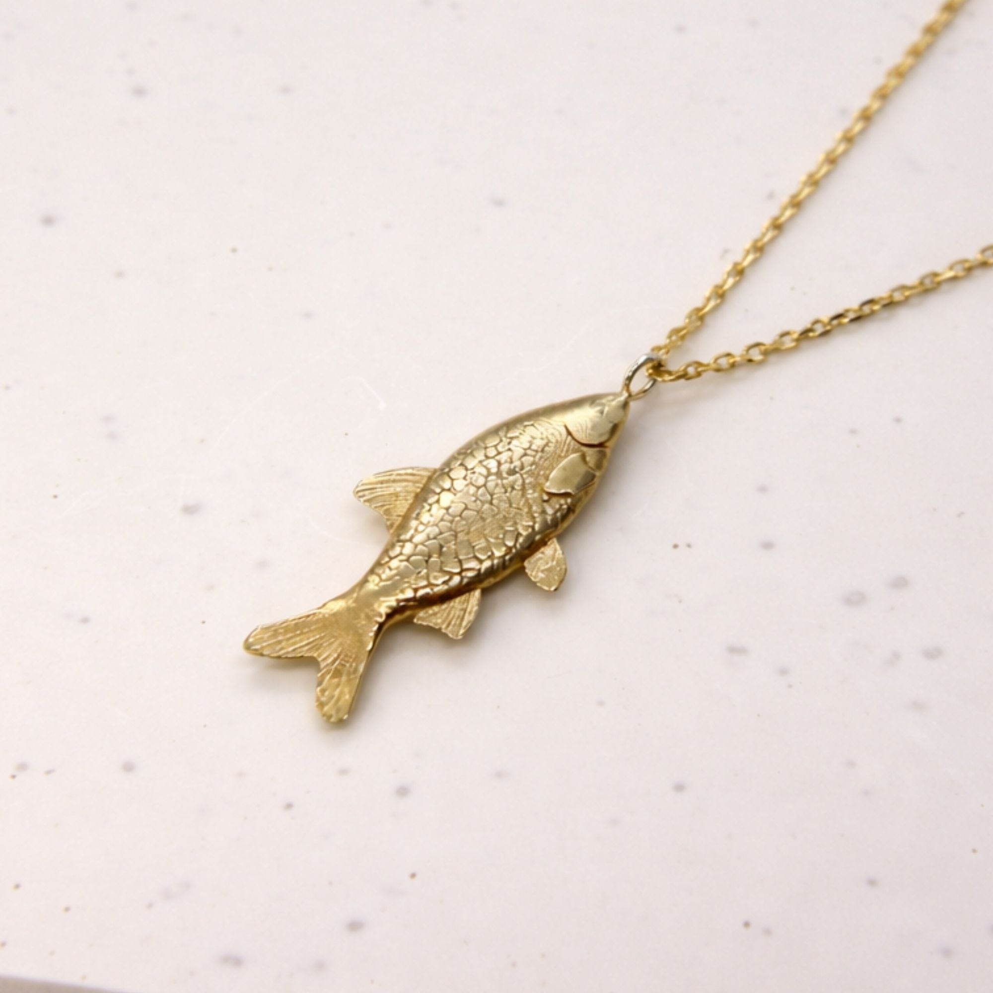 Small Fish Pendant Necklace x Brass