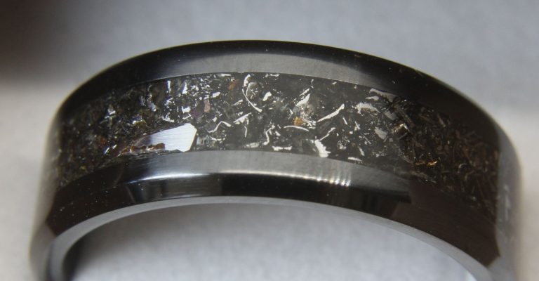 Zirconium ring with Meteorite inlay, made in Cape Town — RHYN
