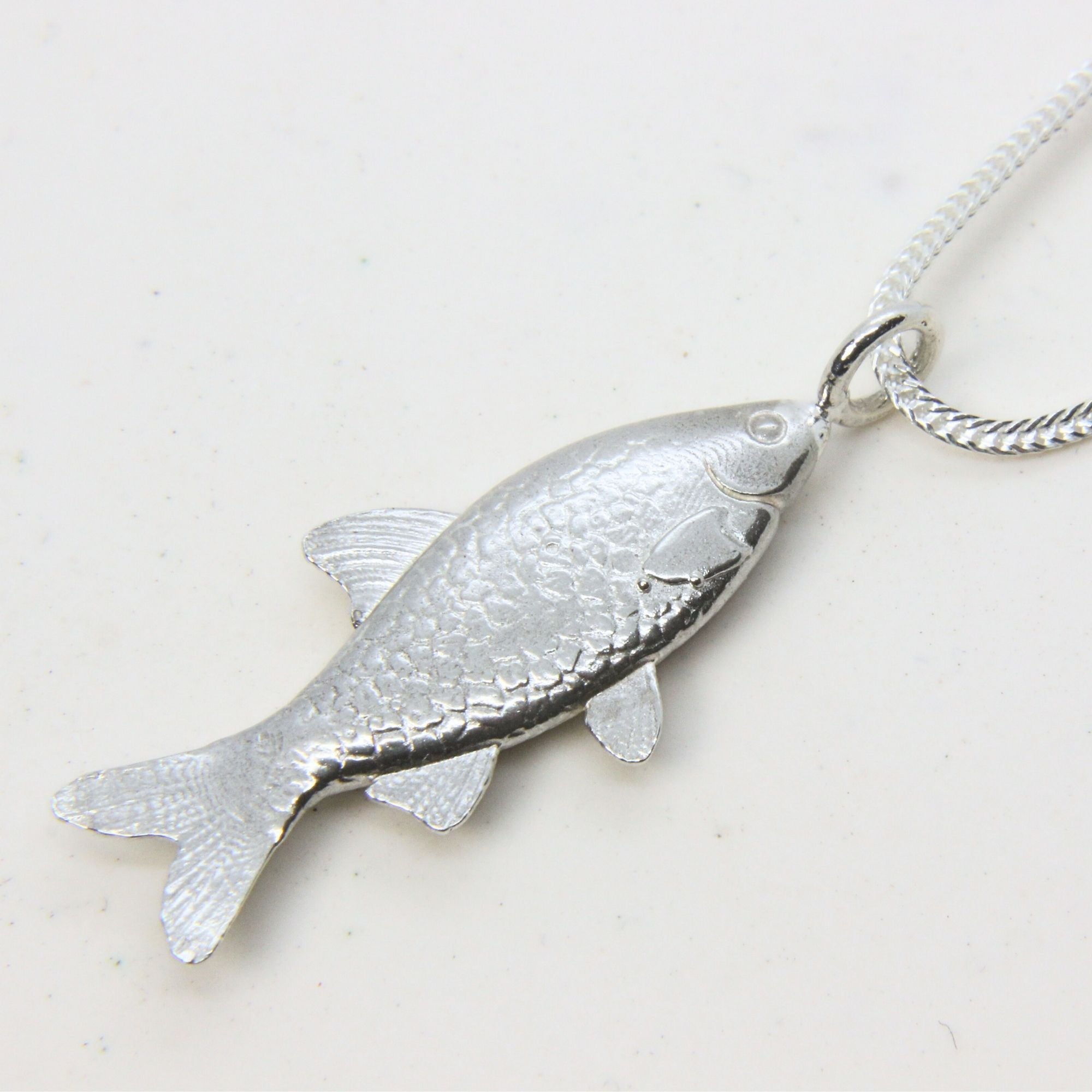 Sterling silver fish pendant necklace, handmade in Cape Town — RHYN