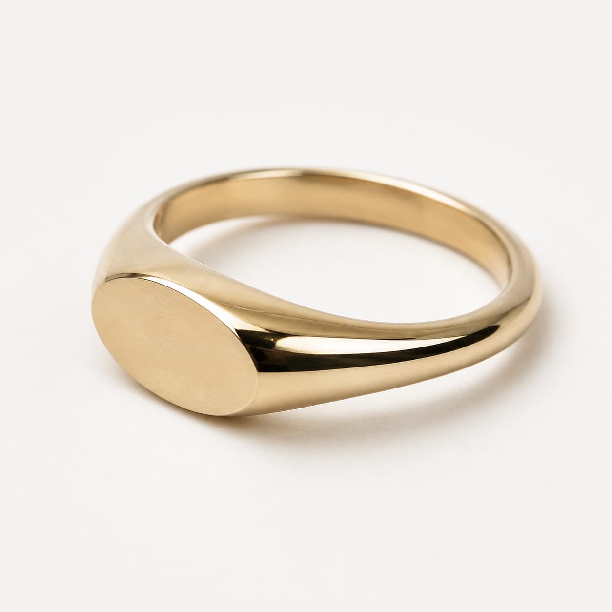Flat Signets- Oval X 14K Solid Gold Ring