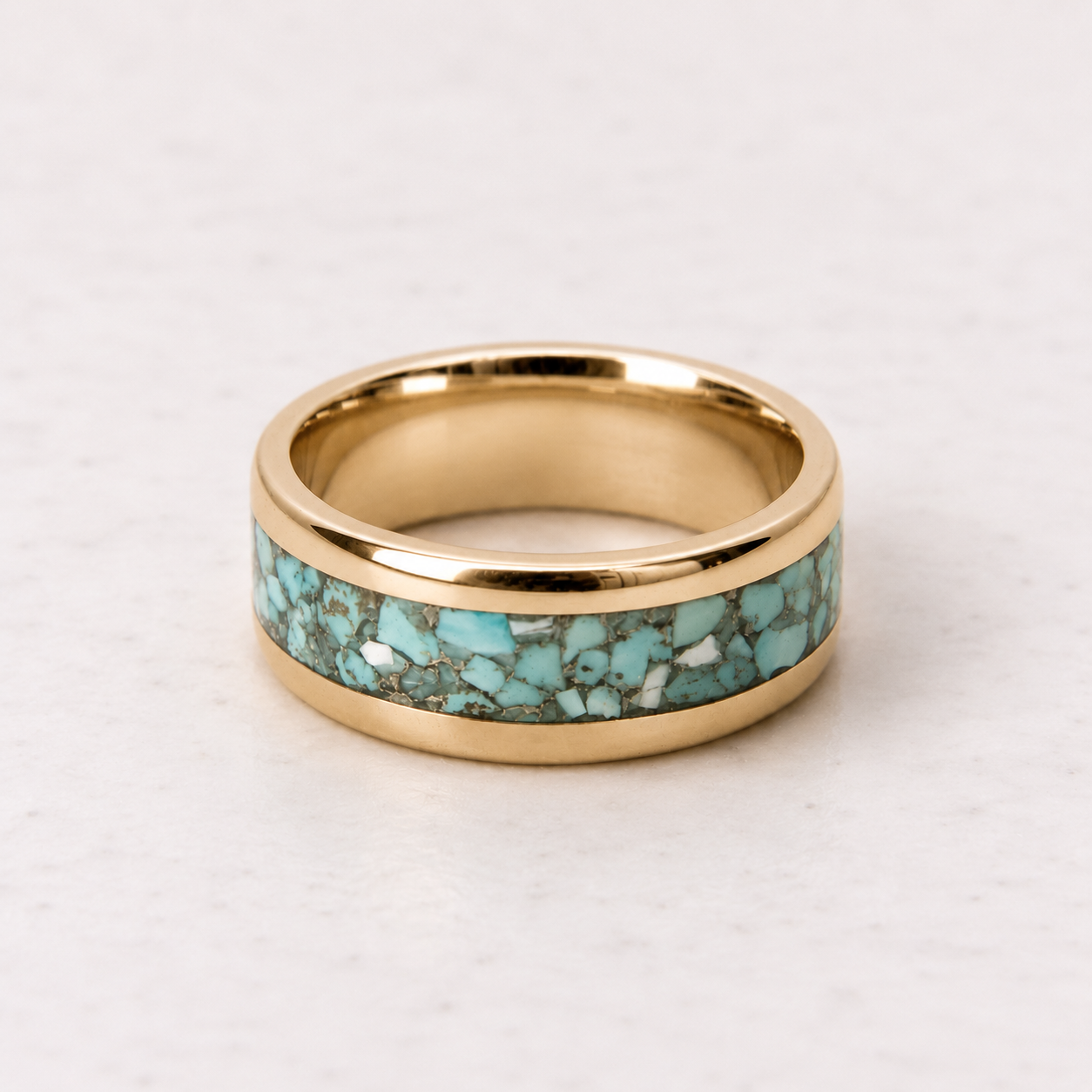 Gold ring with turquoise inlay, handmade in Cape Town — RHYN