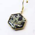 Resin earrings with preserved South African lace flowers, Cape Town jewellery — RHYN
