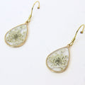 Resin earrings with preserved South African lace flowers, Cape Town jewellery — RHYN