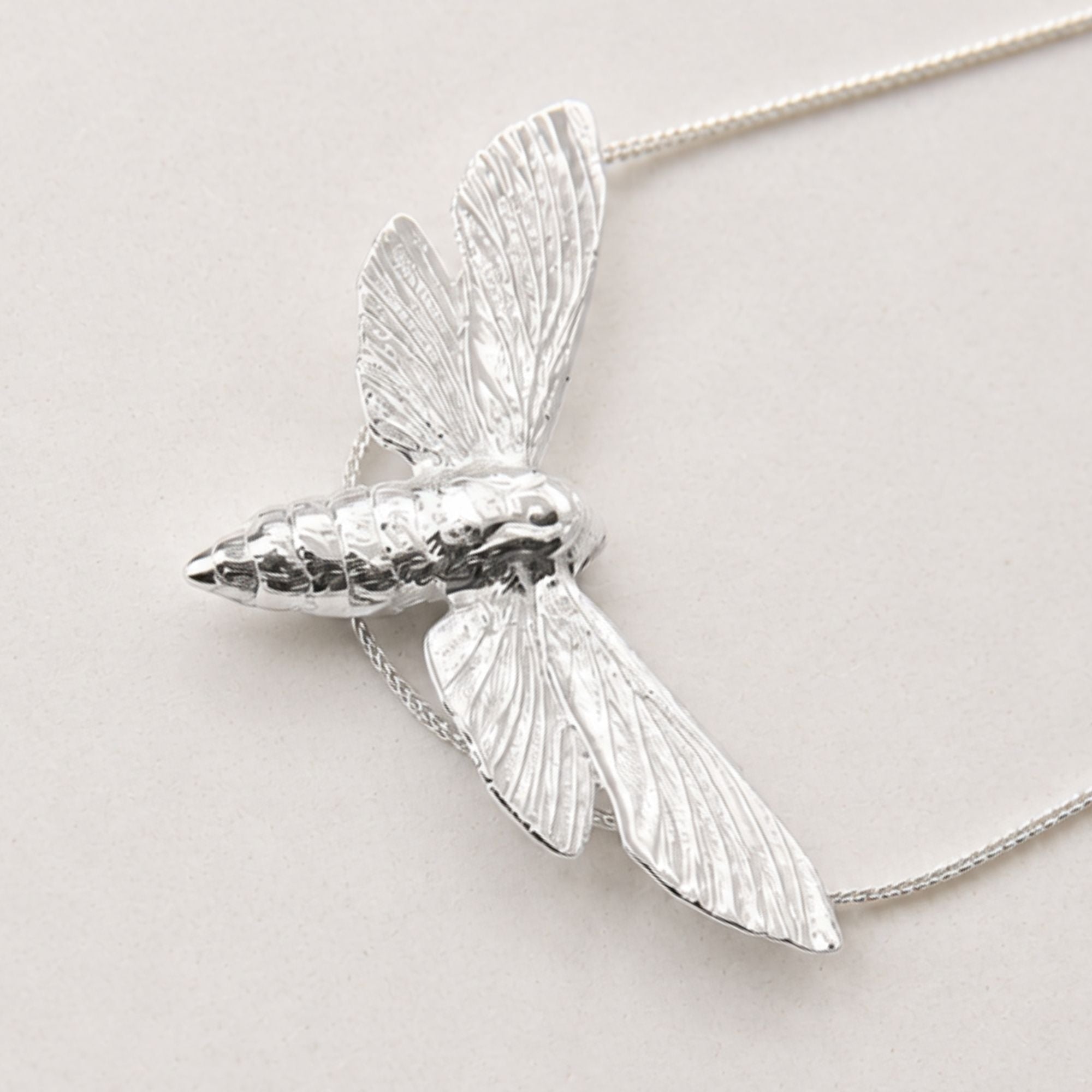 Sterling silver, moth pendant necklace, handmade in Cape Town — RHYN