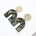 Sterling silver, brass disc earrings with preserved South African moss and lichen in resin, handmade in Cape Town — RHYN