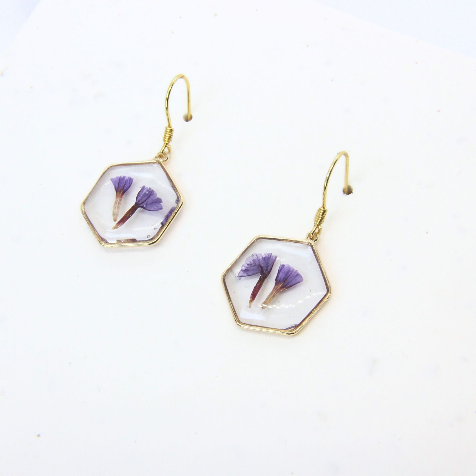 Resin earrings with preserved South African fynbos, Cape Town jewellery — RHYN