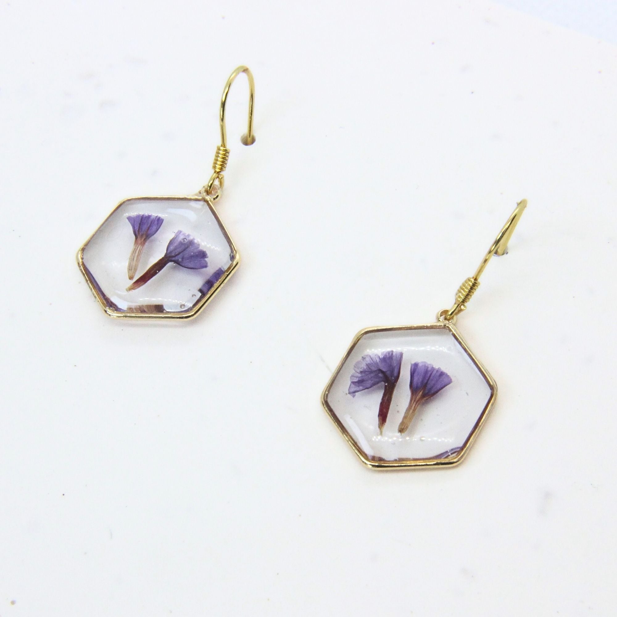 Resin earrings with preserved South African fynbos, Cape Town jewellery — RHYN