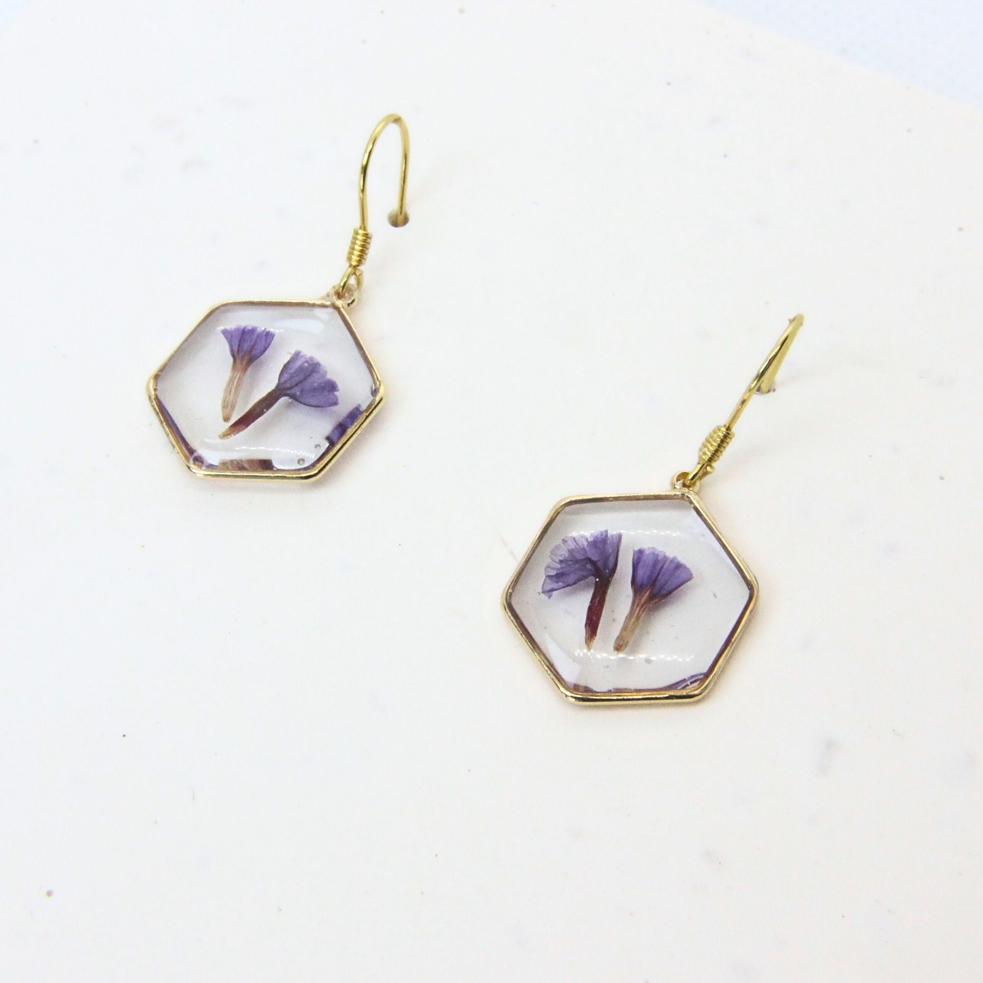 Resin earrings with preserved South African fynbos, Cape Town jewellery — RHYN