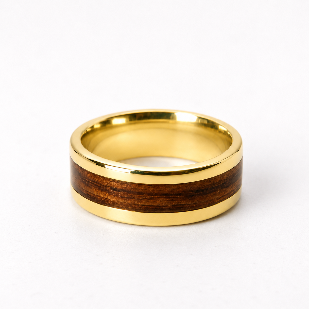 Zebrano Wood X Solid Gold Ring