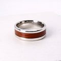Stainless steel ring with Rosewood inlay, handmade in Cape Town — RHYN