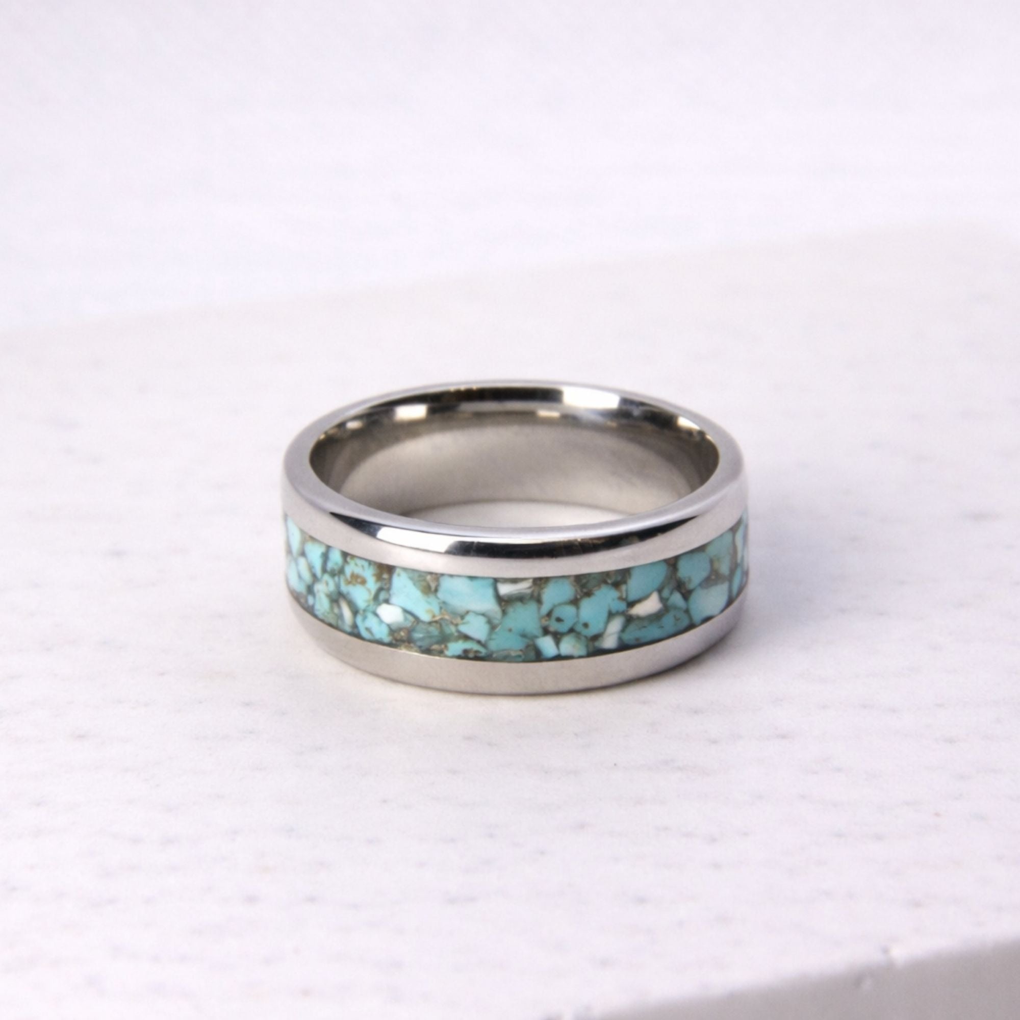 Stainless steel ring with turquoise inlay, handmade in Cape Town — RHYN