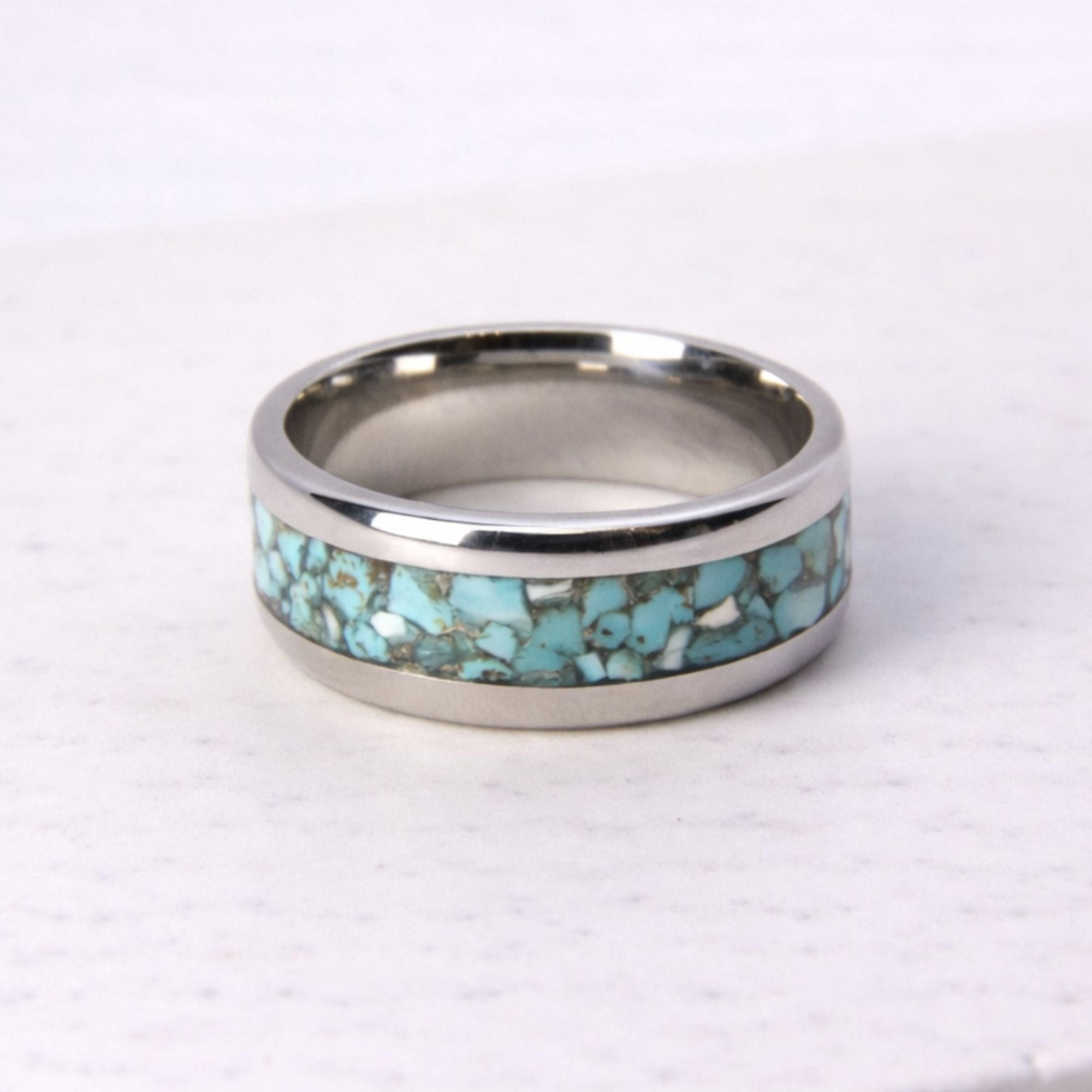 Stainless steel ring with turquoise inlay, handmade in Cape Town — RHYN