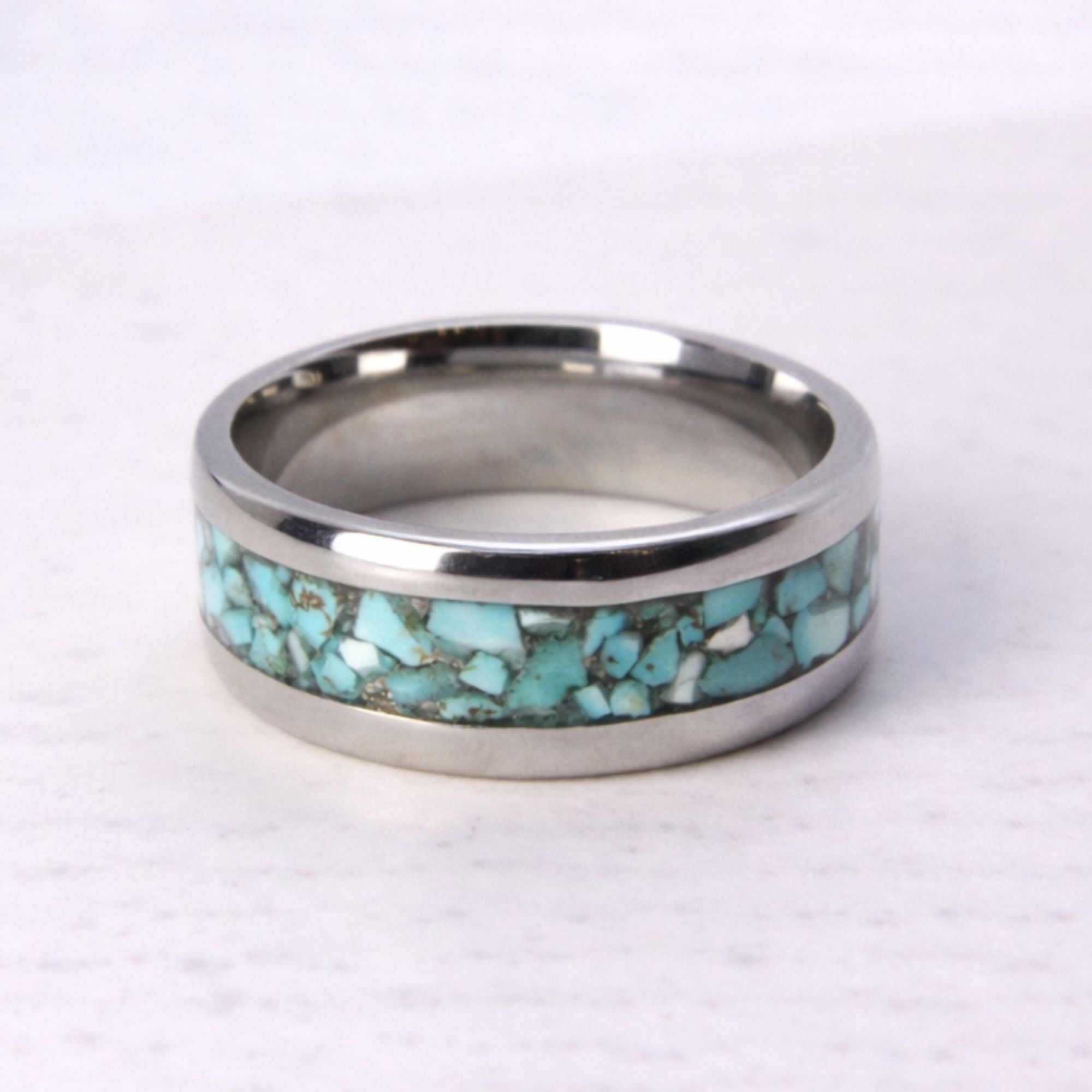 Stainless steel ring with turquoise inlay, handmade in Cape Town — RHYN
