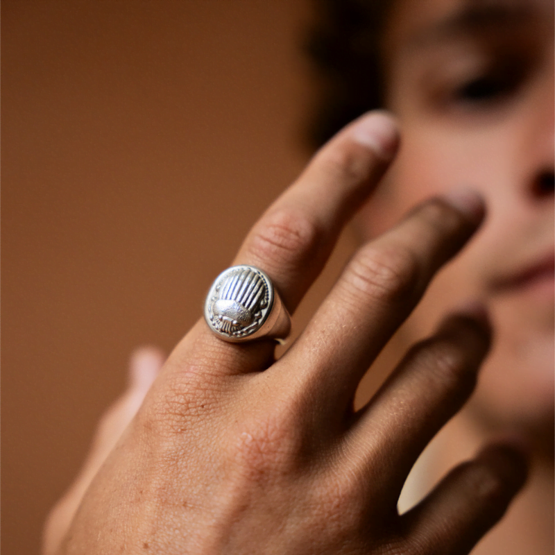 The Scarab Signet, Sterling Silver