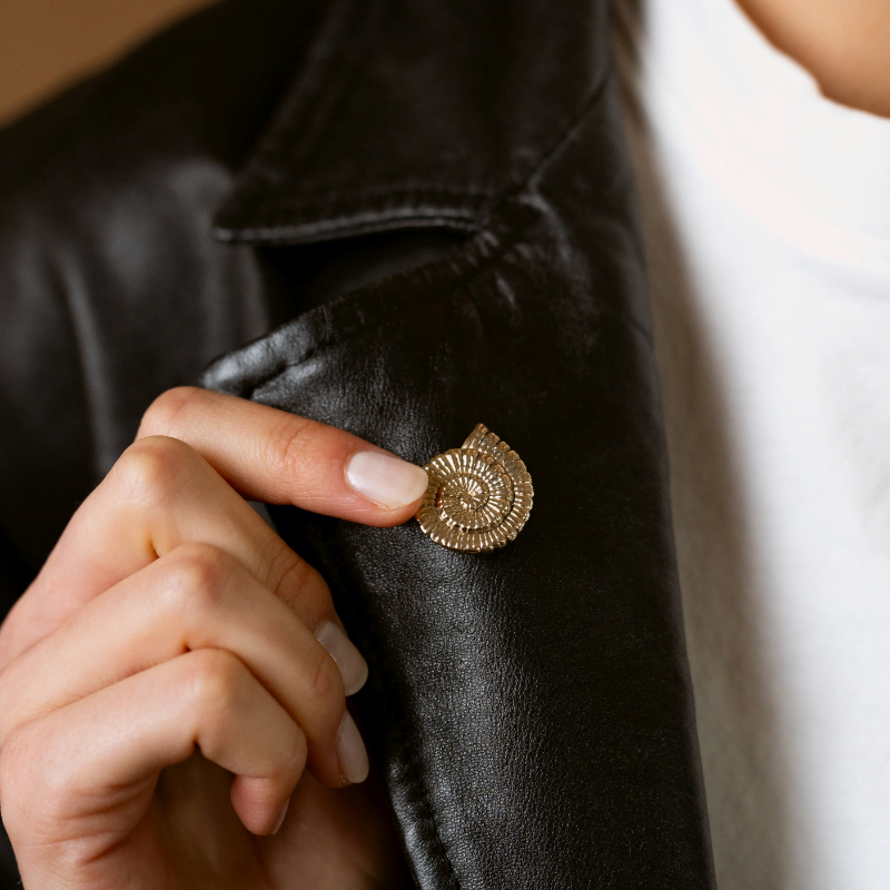 Ammonite Lapel pin, Brass
