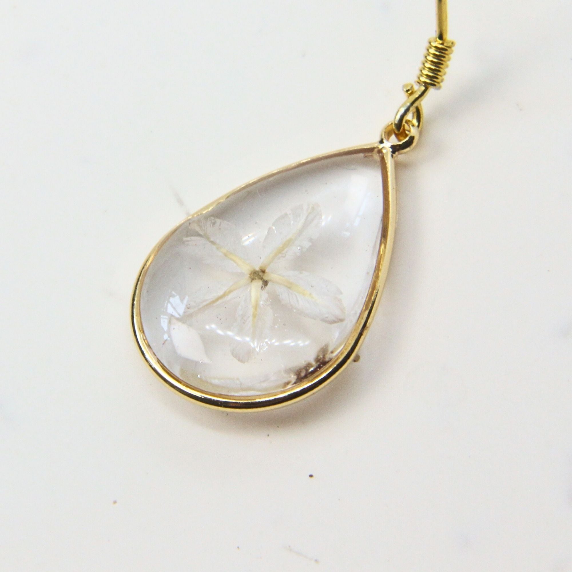 Resin earrings with preserved South African wild daisies, Cape Town jewellery — RHYN