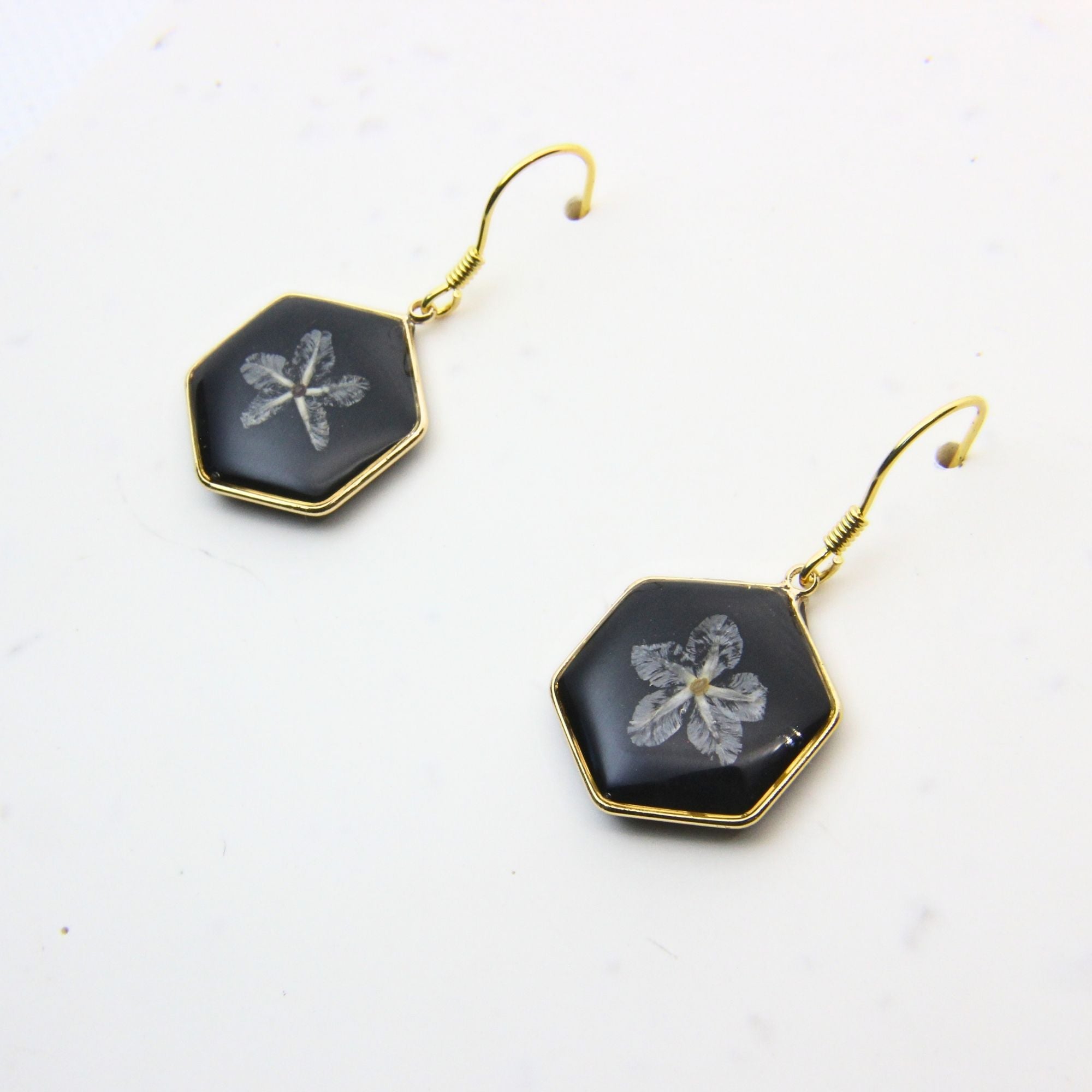 Resin earrings with preserved South African fynbos, Cape Town jewellery — RHYN