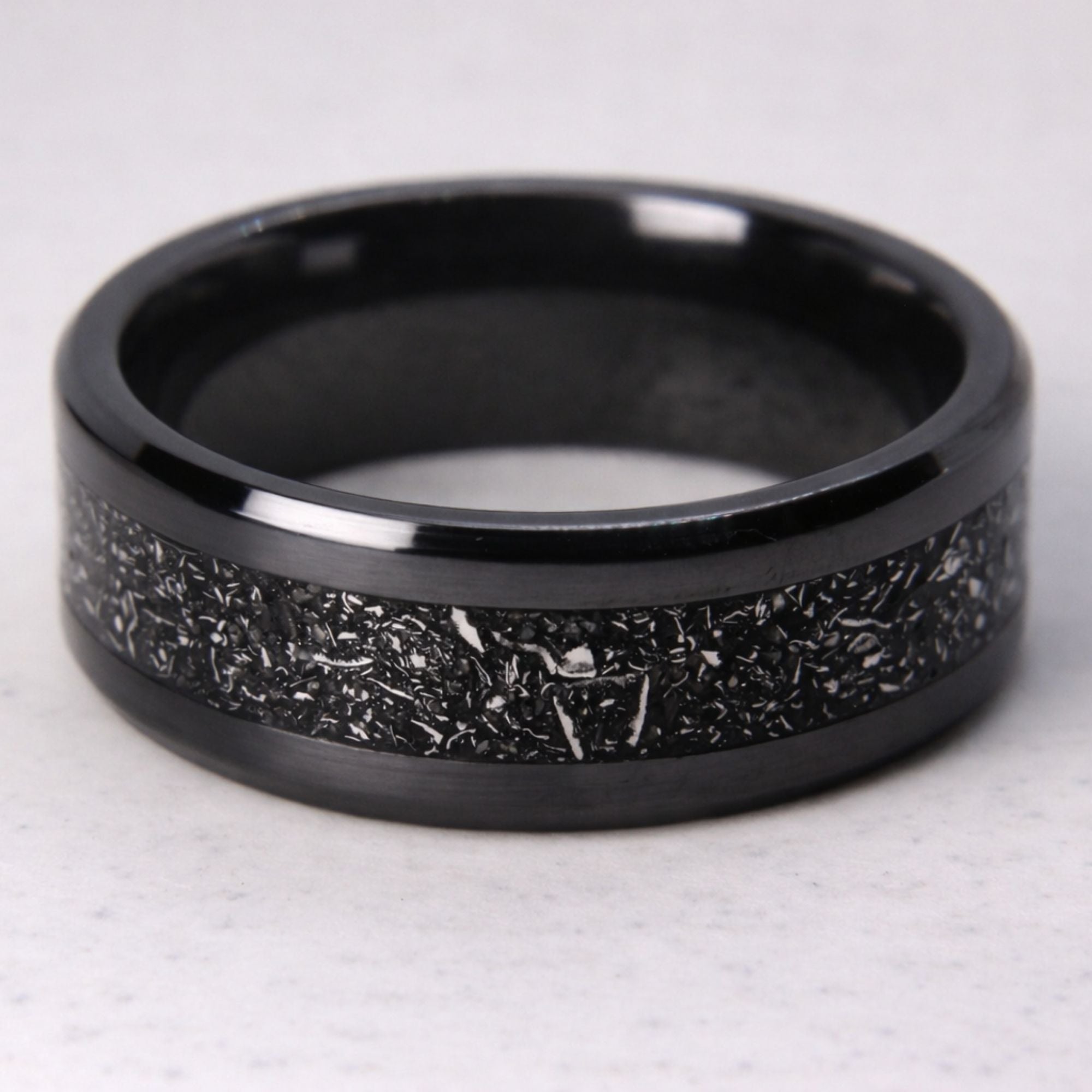 Zirconium ring with Meteorite inlay, made in Cape Town — RHYN