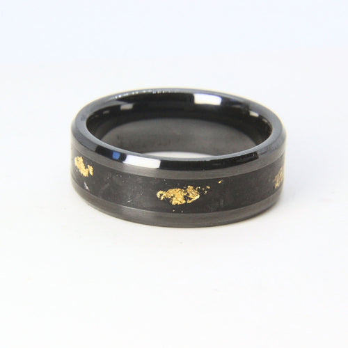 Zirconium ring with Agate and 24K gold flakes inlay, made in Cape Town — RHYN