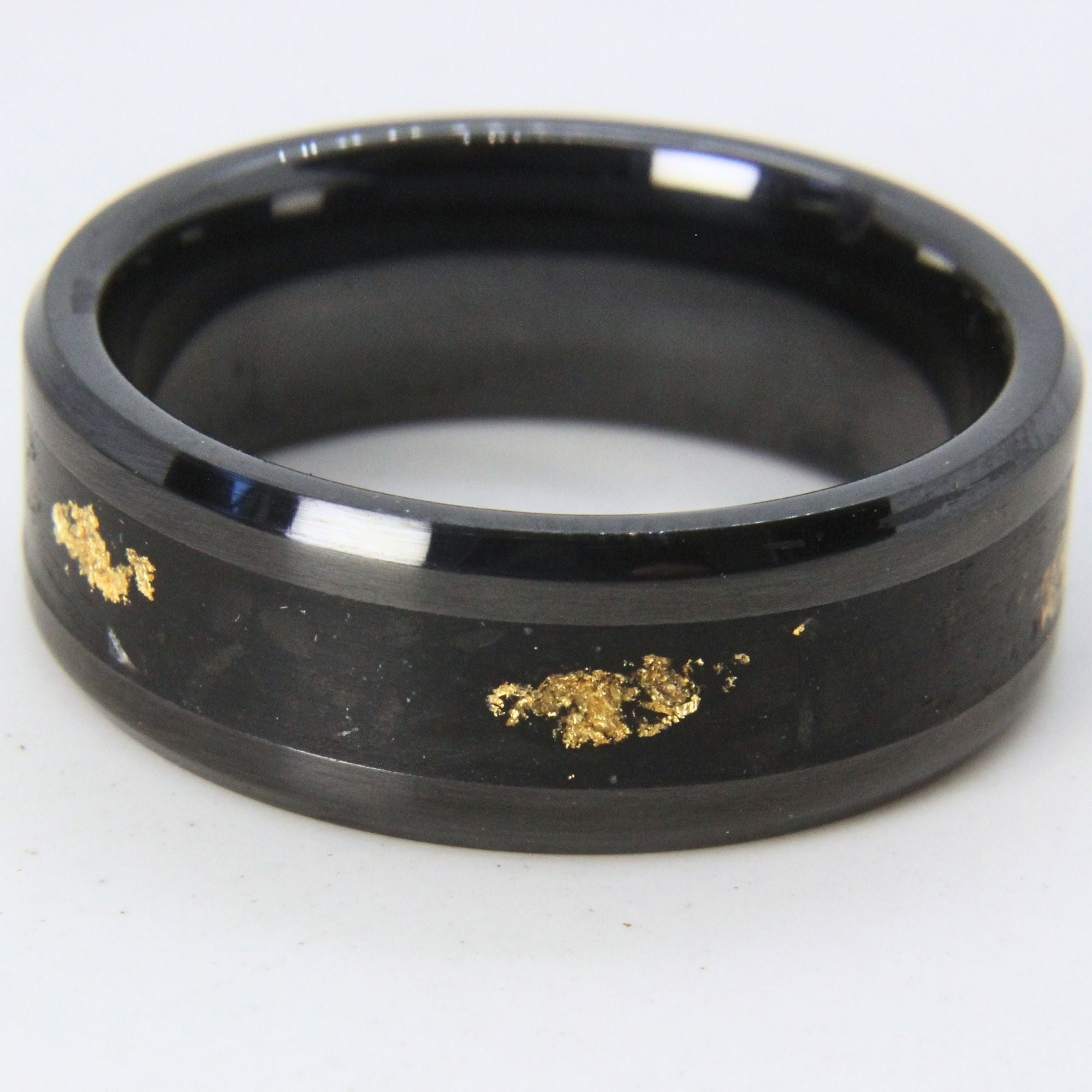 Zirconium ring with Agate and 24K gold flakes inlay, made in Cape Town — RHYN