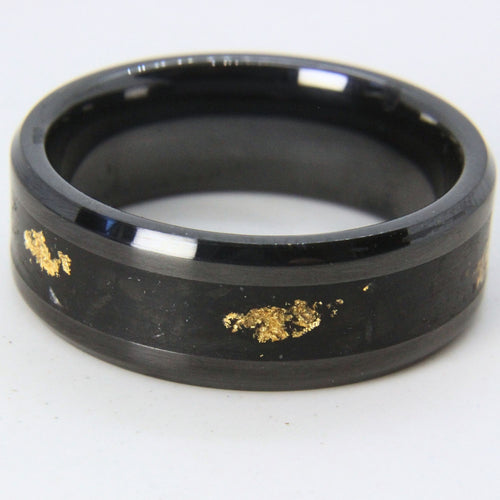 Zirconium ring with Agate and 24K gold flakes inlay, made in Cape Town — RHYN