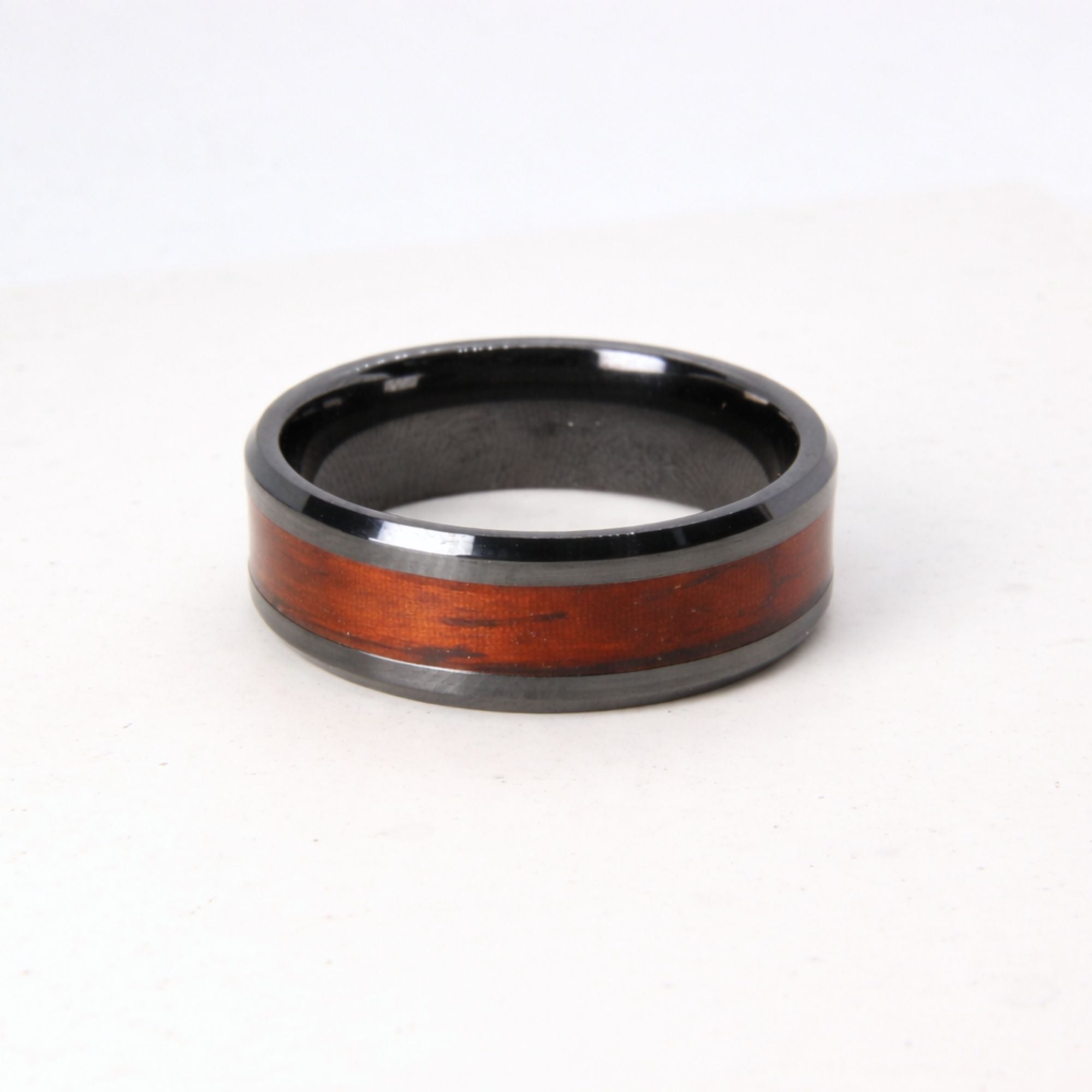 Zirconium ring with Rosewood inlay, handmade in Cape Town — RHYN