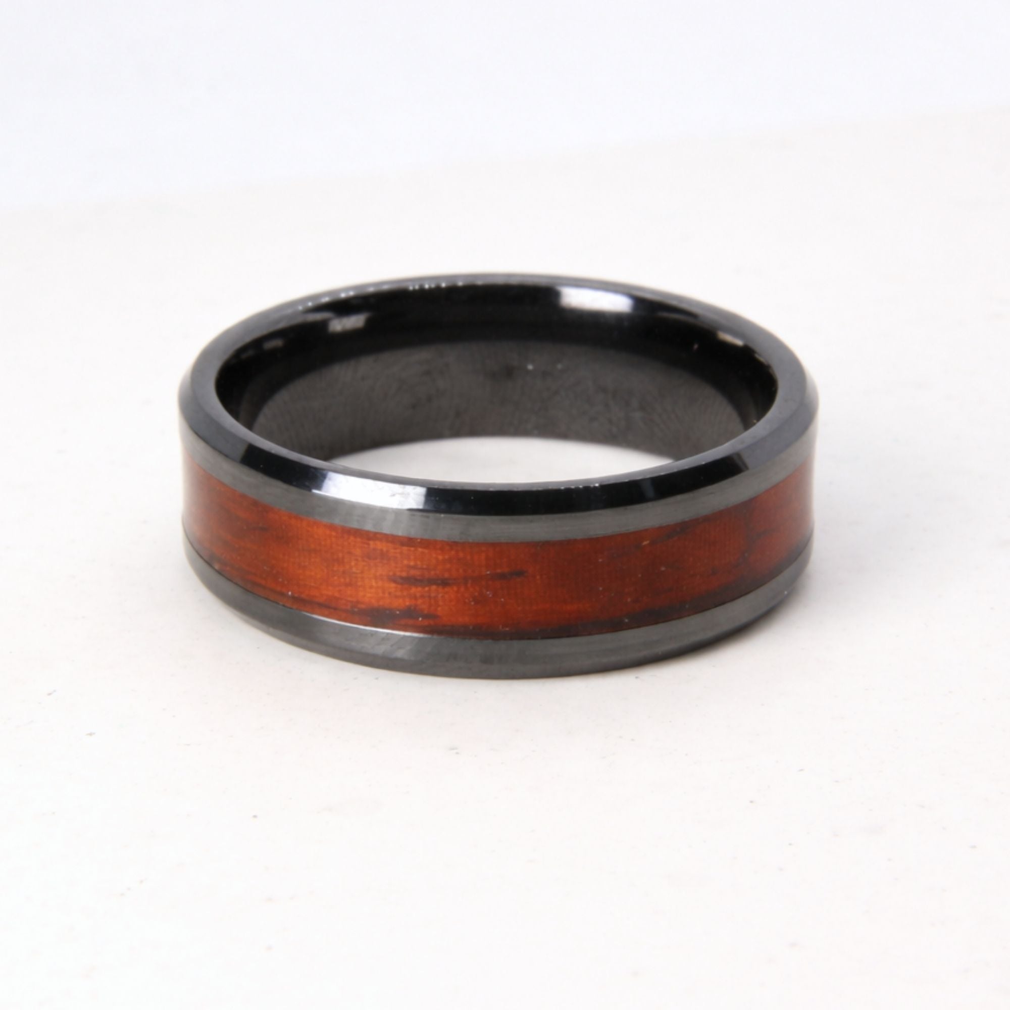 Zirconium ring with Rosewood inlay, handmade in Cape Town — RHYN