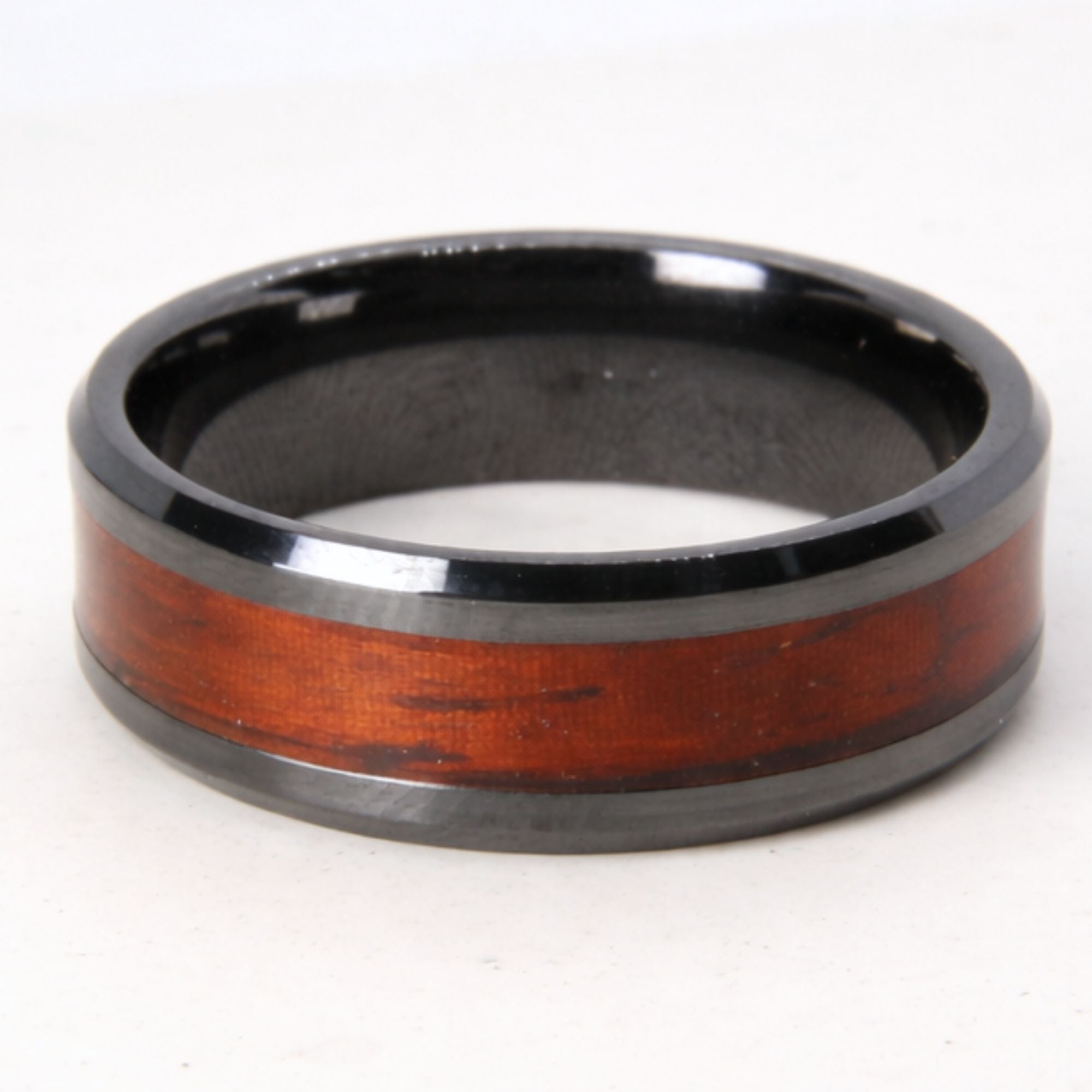 Zirconium ring with Rosewood inlay, handmade in Cape Town — RHYN